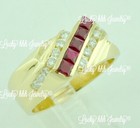 14k Yellow Gold Mens Ruby & Diamond ring Channel set — photo 4