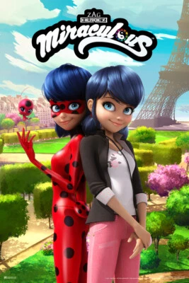 DECOR LOGISTICS Miraculous Ladybug and Cat Noir Marinette Cartoon TV Series Movie Poster 12x18