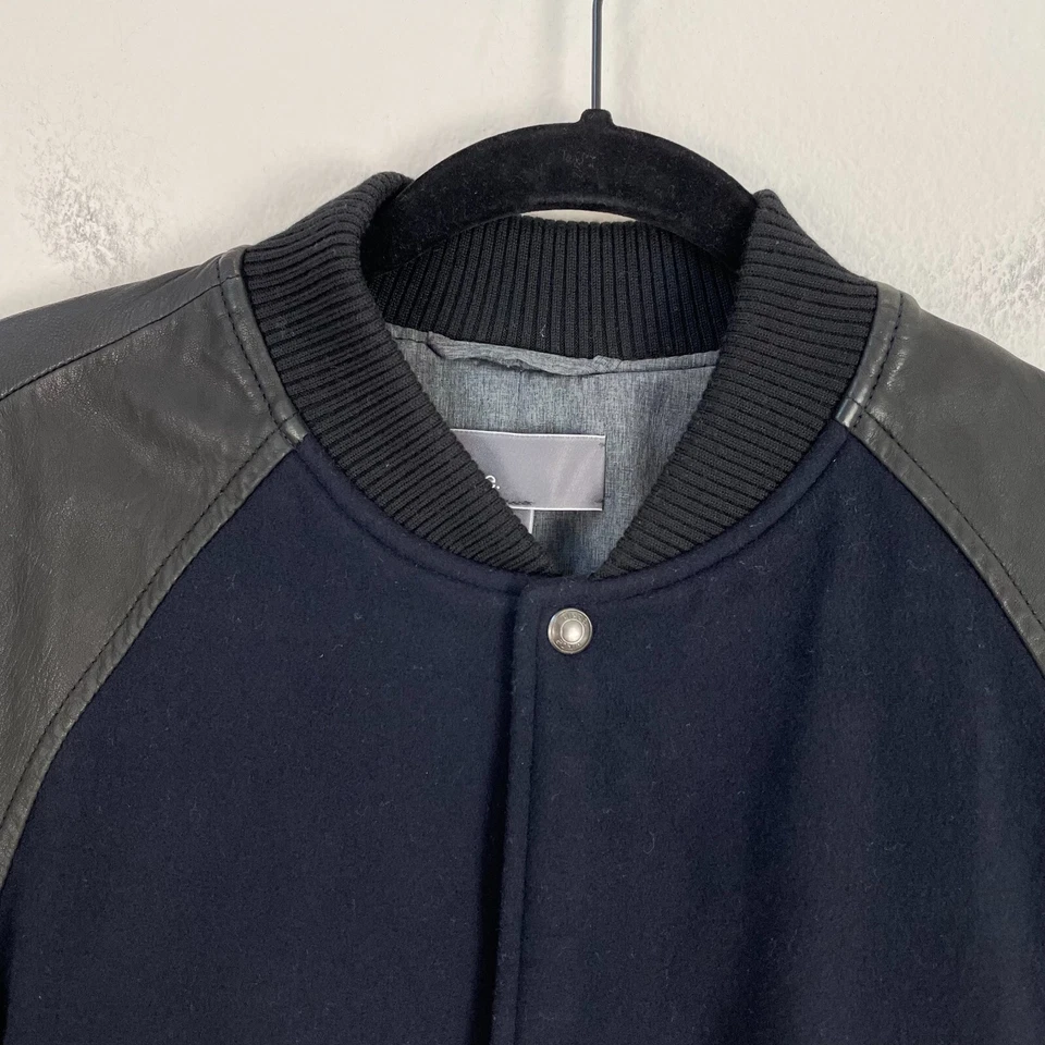 Chaqueta de bombardero universitaria de béisbol de cuero de cordero mezcla de cachemir de lana pequeña VINCE para hombre Foto 2 de 4