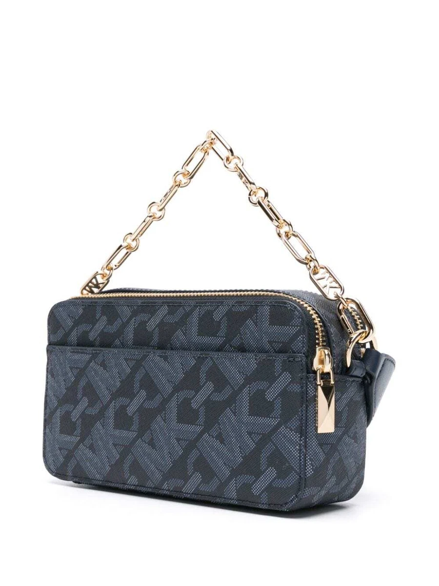 Michael Kors Jet Set Small Double Zip Camera Chain Crossbody Admiral Pale Blue