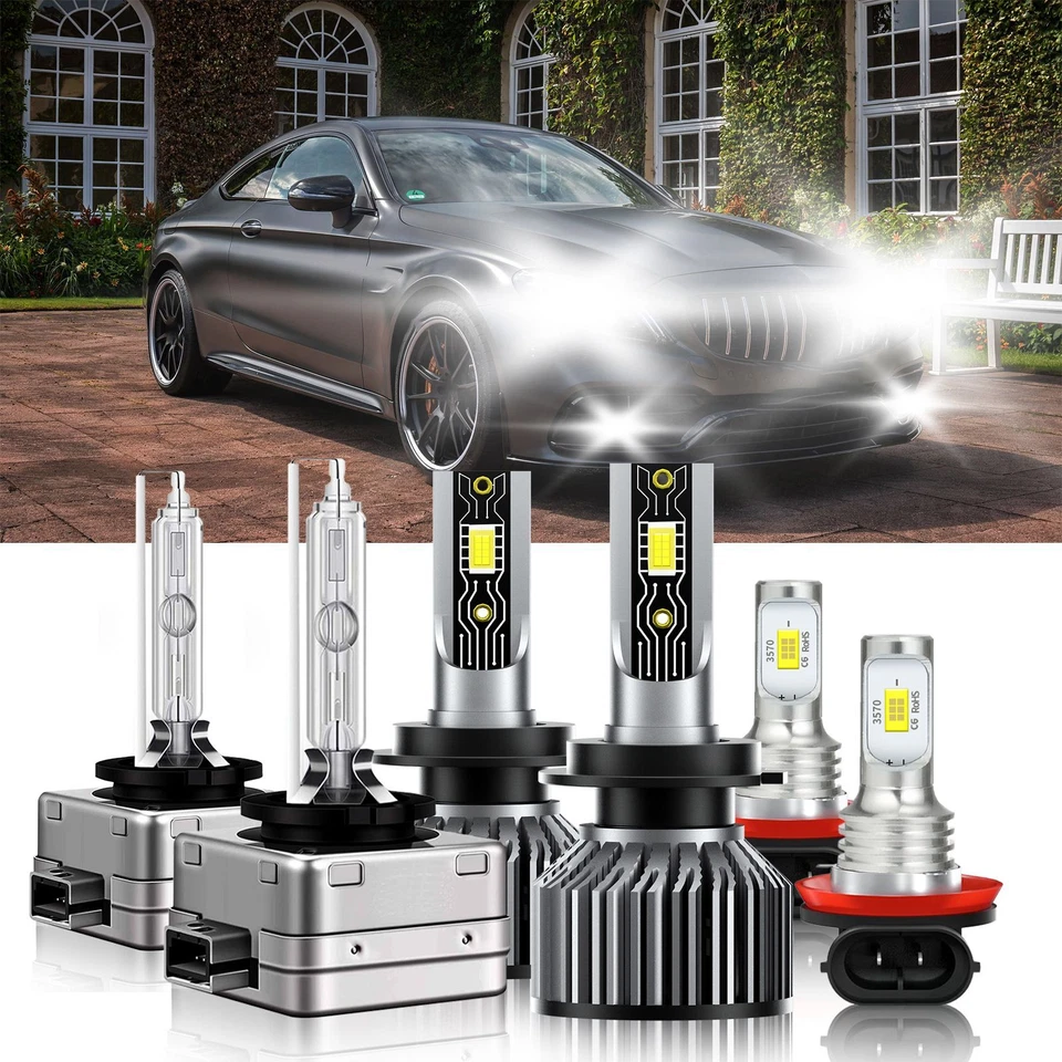 Para Mercedes-Benz C63 AMG 2009-2009 6x Faro LED HID haz alto bajo + luz antiniebla Foto 2 de 4