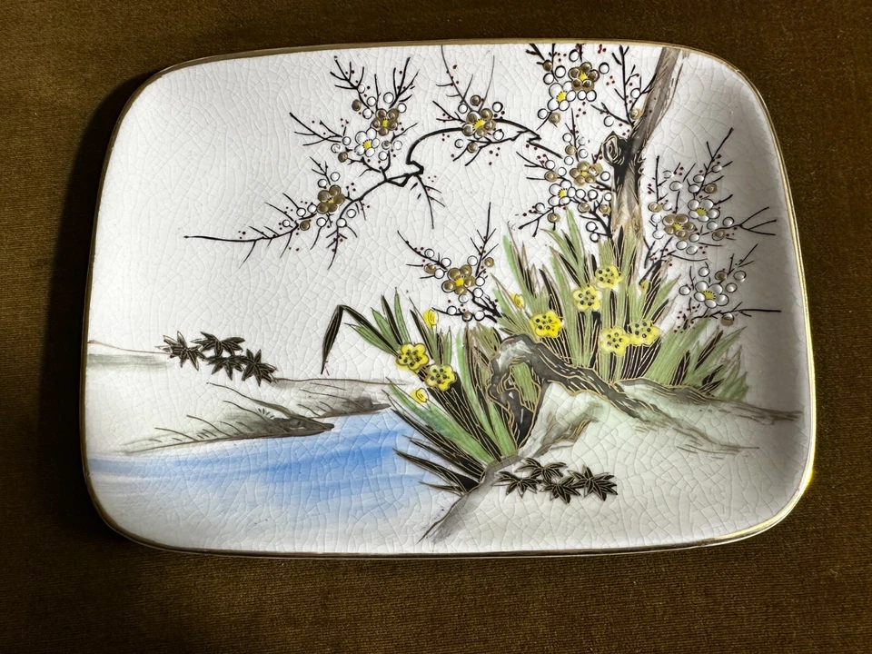 Juego de Platos de Porcelana Japonesa Pintados a Mano Floral Chinoserie Japón Decoración de Pared Foto 3 de 4