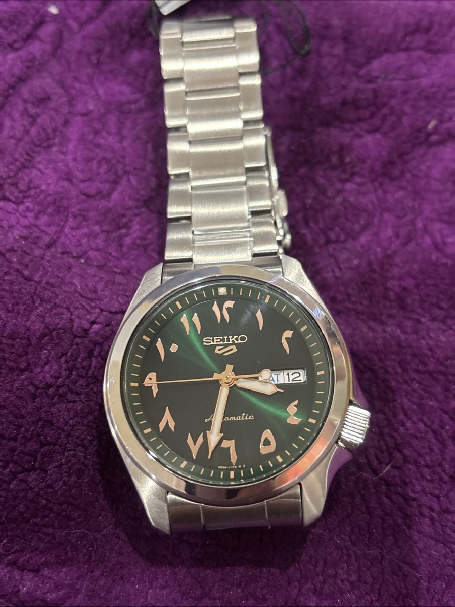 S 5 Sports Arabic Green Dial Stainless Steel Men's Watch SRPH49K1