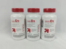 Lot of 3 Up & Up Vitamin D3 5000 IU 90 Quick Dissolve Tablets 270 Total Exp 8/25