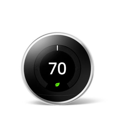Google Nest 3rd Generation Learning Thermostat: T3019US Polished Steel/Chrome  D