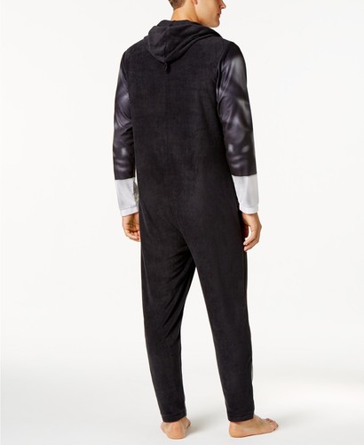$160 Briefly Stated Mens Pjs Black Punisher One Piece Jumpsuit Sleepwear Size M - 第 2/2 張圖片