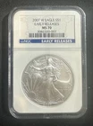 2007-W Burnished $1 American Silver Eagle NGC MS70 ER Blue Label