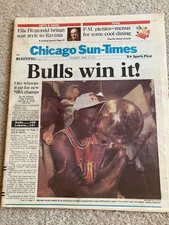 1991 Chicago Sun-Times Newspaper Bulls 1st NBA title Michael Jordan