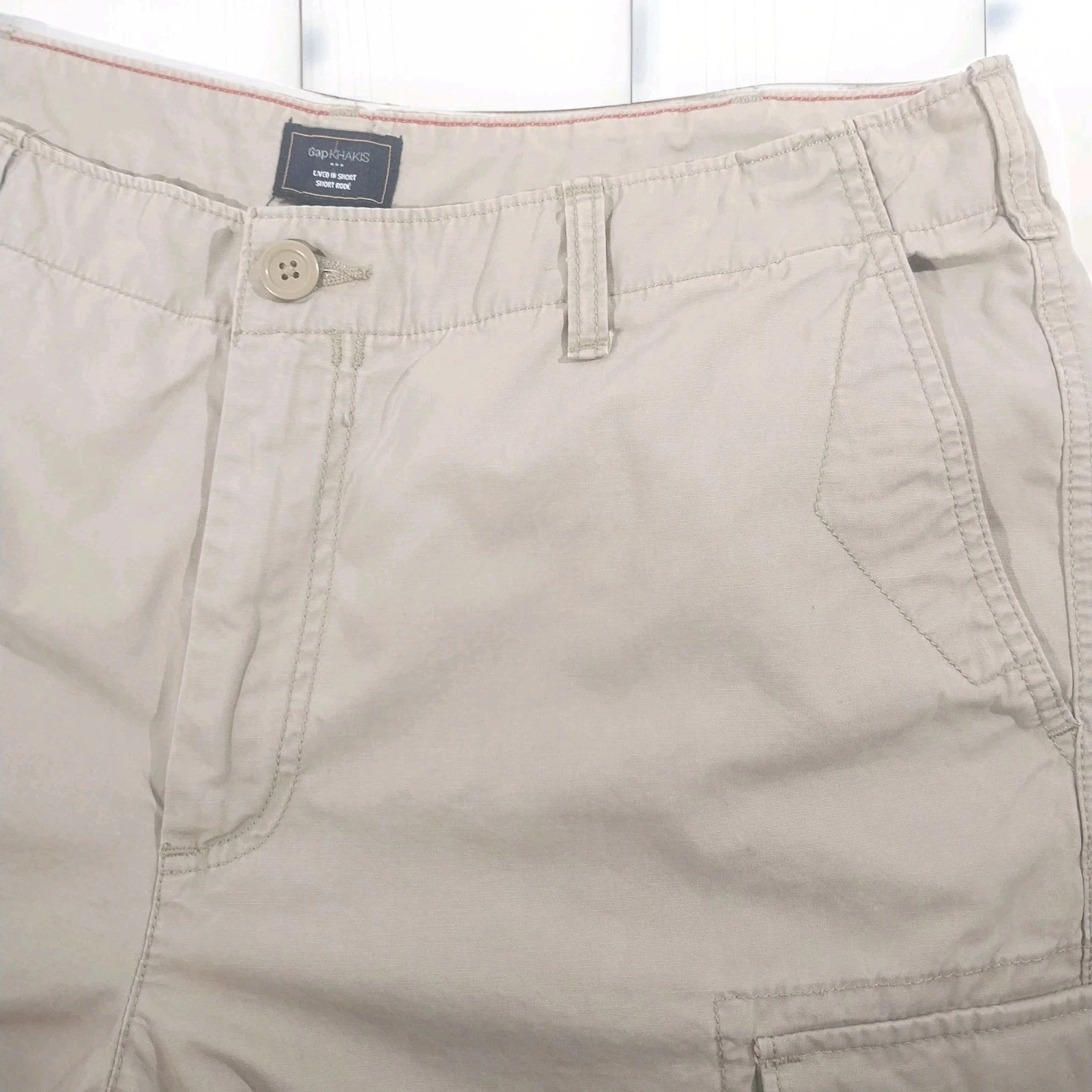 Gap Khakis Men's Lived In Shorts Short Rode Beige Cargo Shorts Size 38 175/96A