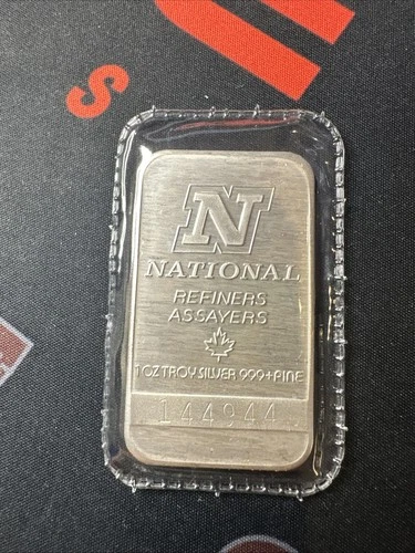 Vintage 1 Troy Oz .999 Fine Silver Bar National Refiners Sealed Ounce Rare (B)