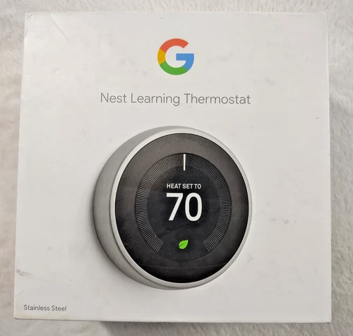 OPEN BOX - Google Nest 3rd Gen Smart Learning Thermostat - Stainless (T3007ES)