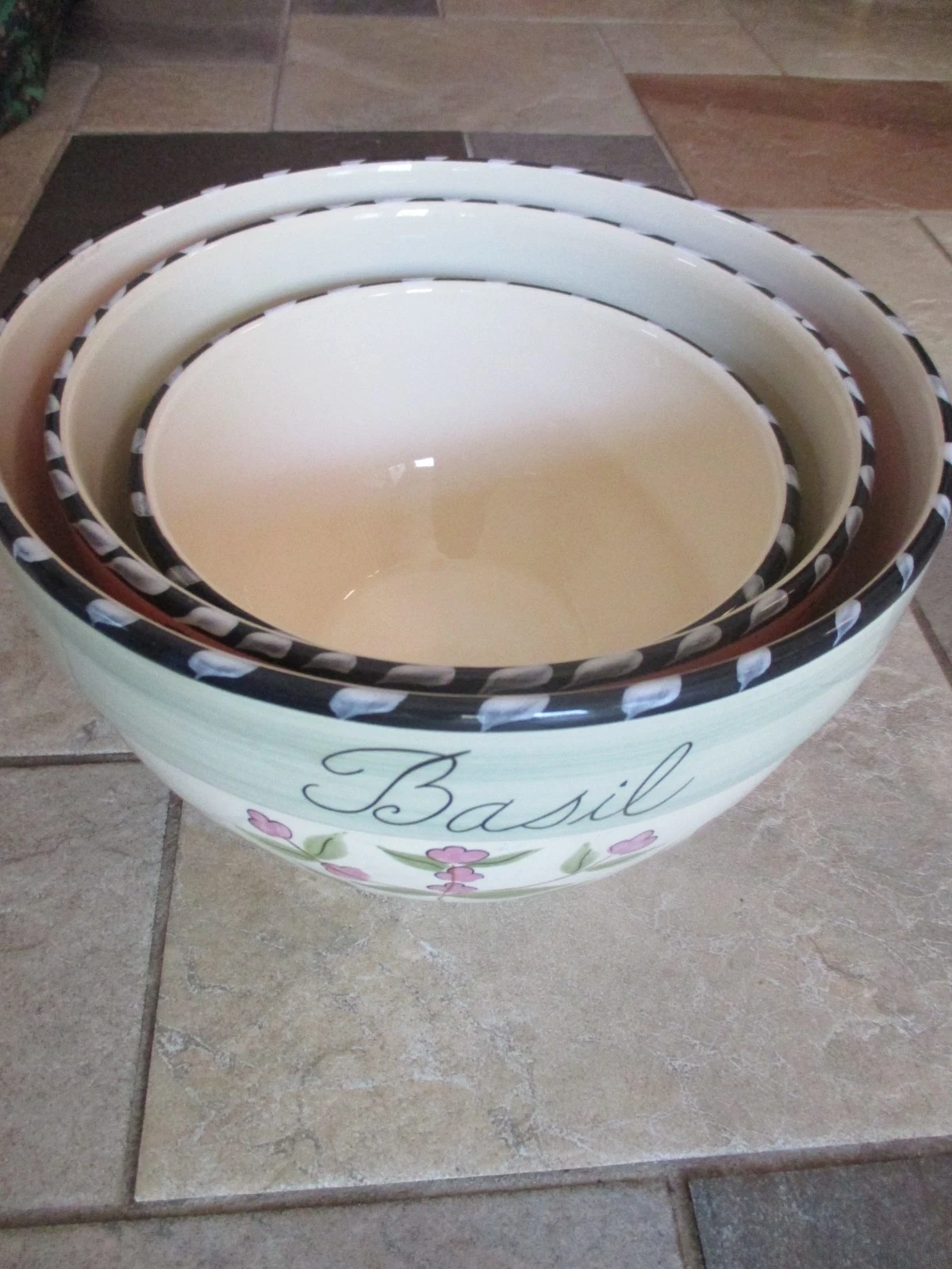 Certified International Corporation ~ Set of 3 Herbs Mixing/Serving Bowls Disc'd