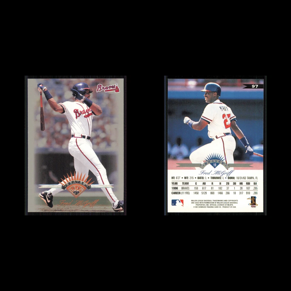 Fred McGriff #97 1997 Leaf Atlanta Braves Baseball Card MLB NM - Image 3 of 3