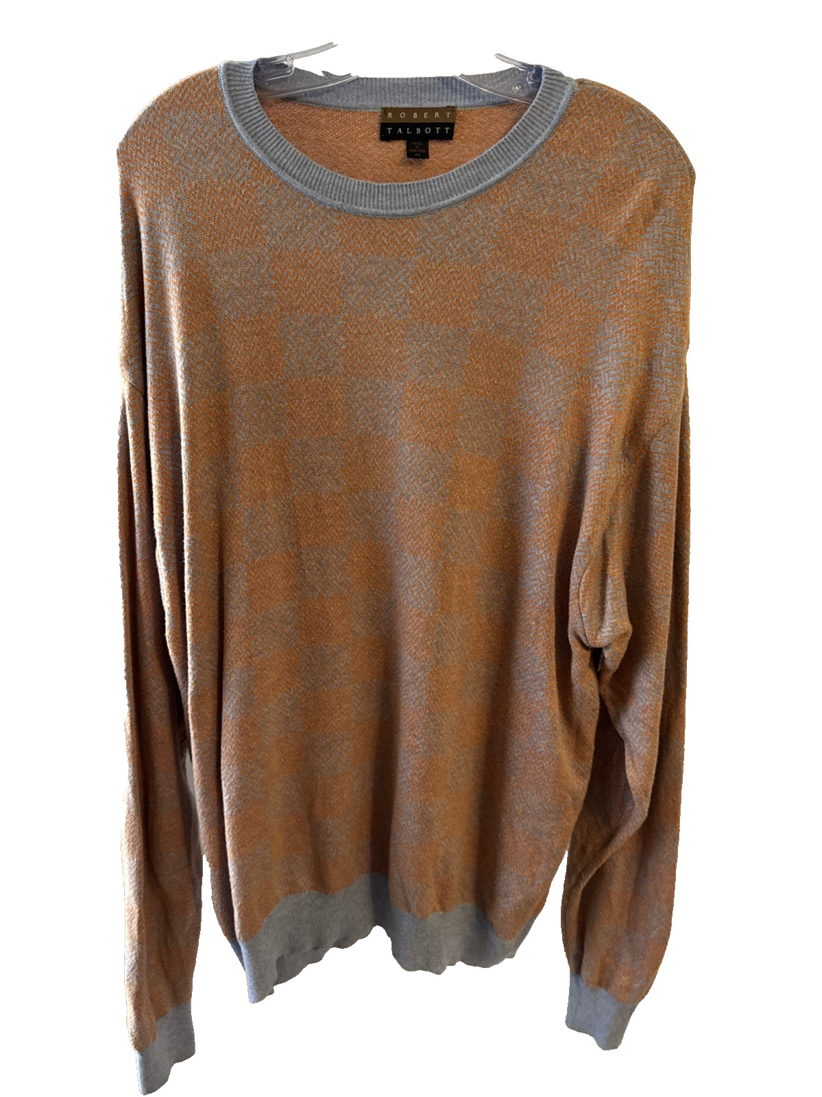 Robert Talbott Orange Blue Checked 100% Cotton Sw… - image 1