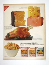 Nabisco Flings Vintage Print Ad Snack Idea Cheese Chicken Swiss Ham 1965 AD