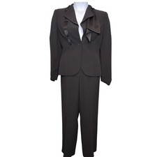 Vintage Giorgio Armani Womens Black Silk Pants Suit Size 44/US 12-14 Old Money