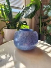 Vintage Brush McCoy Pottery Vase 1930s Vellum Blue Mottled Ceramic