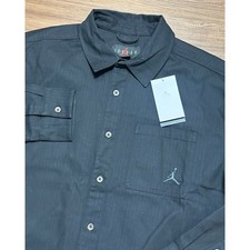 Air Jordan Men's Essential Long Sleeve Button Down Shirt Black Sz M FV7446-010 