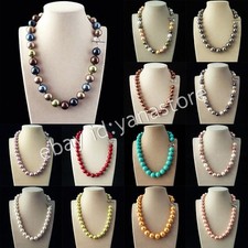 8/10/12/14mm Echte Mehrfarbig Südsee Muschel Perle Rund Perlen Halsketten 18Zoll