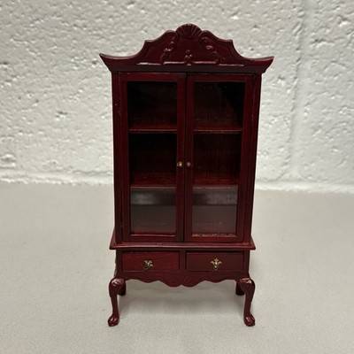 Bespaq Dollhouse Miniature Wooden China Cabinet Mahogany 1:12 Artisan Victorian