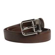 DOLCE & GABBANA Belt Men Brown Classic Leather Metal Buckle 85cm / 34in 420usd