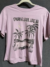 Quiksilver Women  s Purple Print Logo Crew Neck Short Sleeve T-Shirt M