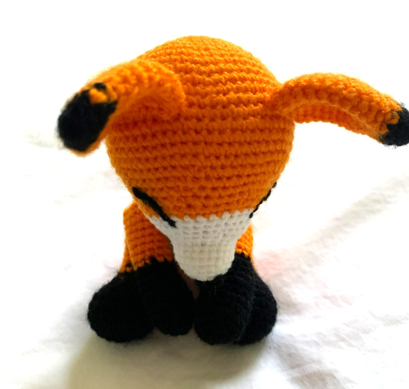 A Small Handmade Crochet Stuffed Fox Gift Toy Amigurumi 4.5" sit height