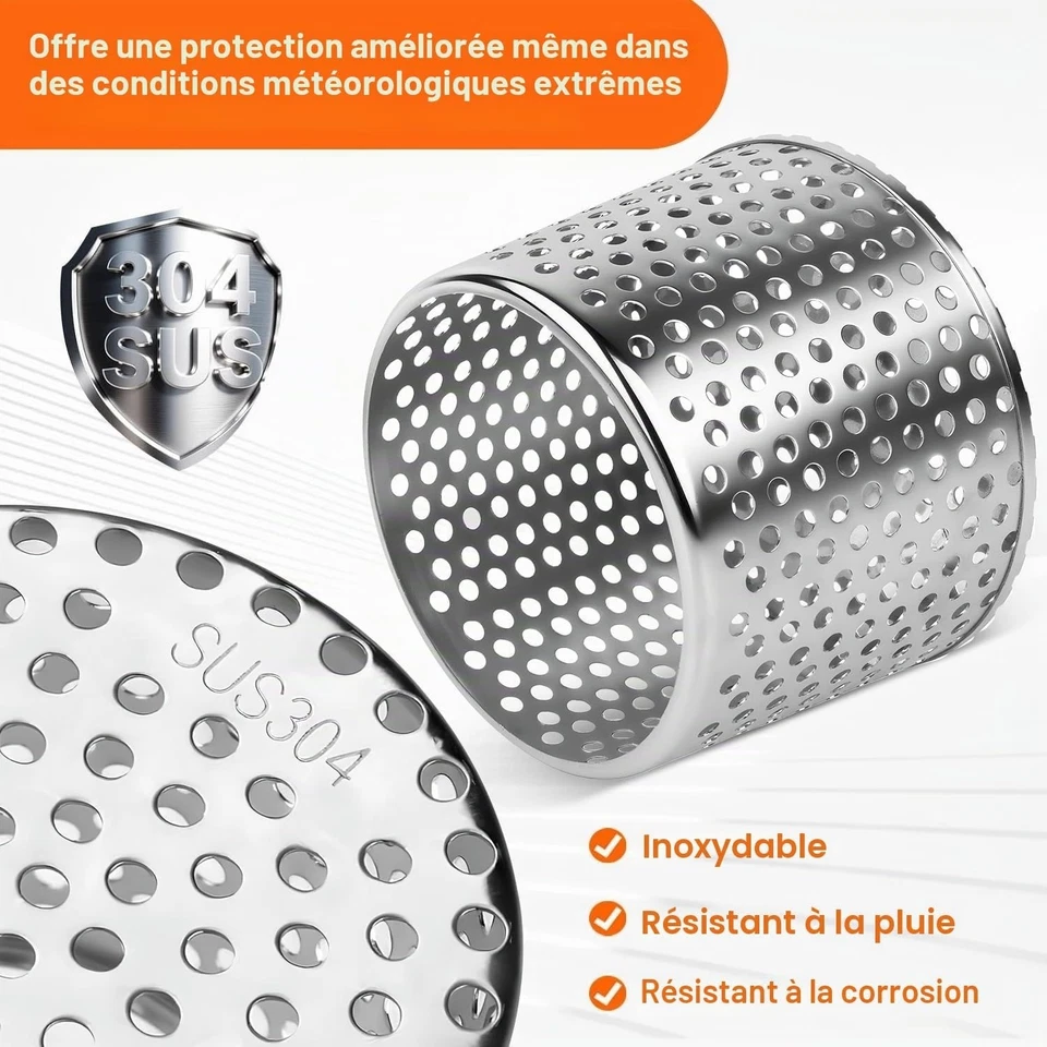 Crapaudine gouttière anti-feuilles acier inoxydable 75-90 mm KOVSGQ - Photo 3/4