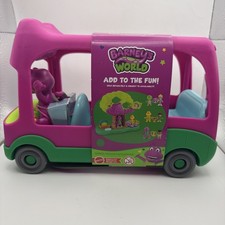 Fisher Price Barneys World Adventure Bus Push Along Toy and Barney Figure New