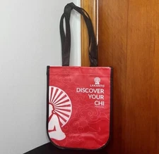 Lakanto “Discover Your Chi” Reusable Tote Shopping Bag Red White & Black 12”x9”