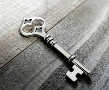 Big Key Pendant Antiqued Silver Skeleton Key Charm Steampunk 60mm