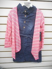Girls 45 Limited Too Dark Blue Dress w/ Pink Shaw Sizes 4 - 6X