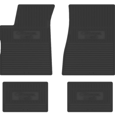 1971-74 DODGE CHARGER SCRIPT LOGO BLACK RUBBER FLOOR MATS SET F&R M/T