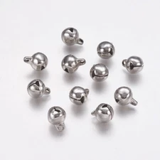 100pcs Stainless Steel Jingle Bells Tiny Bell Dangle Charms Beads 13x10mm
