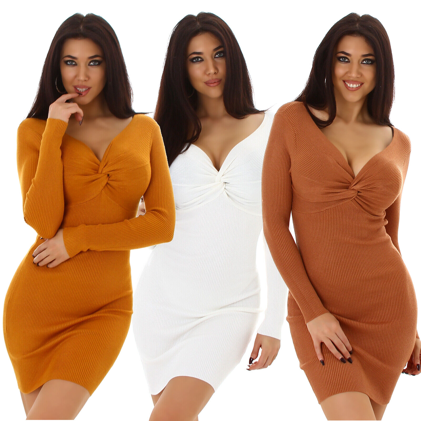 Vestido Corto Donna En Punto Cruzado Con Escote V Sin Marca NUEVO Talla Única