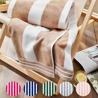 Jumbo Cabana gestreiftes Strandtuch, Luxus 100% Baumwolle, extra groß 100cm x 180cm