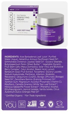Andalou Naturals Goji Peptide Perfecting Cream 1.7 oz Cream NON-GMO Vegan GF