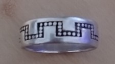 Vintage Sterling Silver Native American Symbols Band Ring 9.5