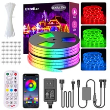 Ustellar 32.8/65.6ft Outdoor LED Strip Lights IP65 Waterproof Rope Light 360LM