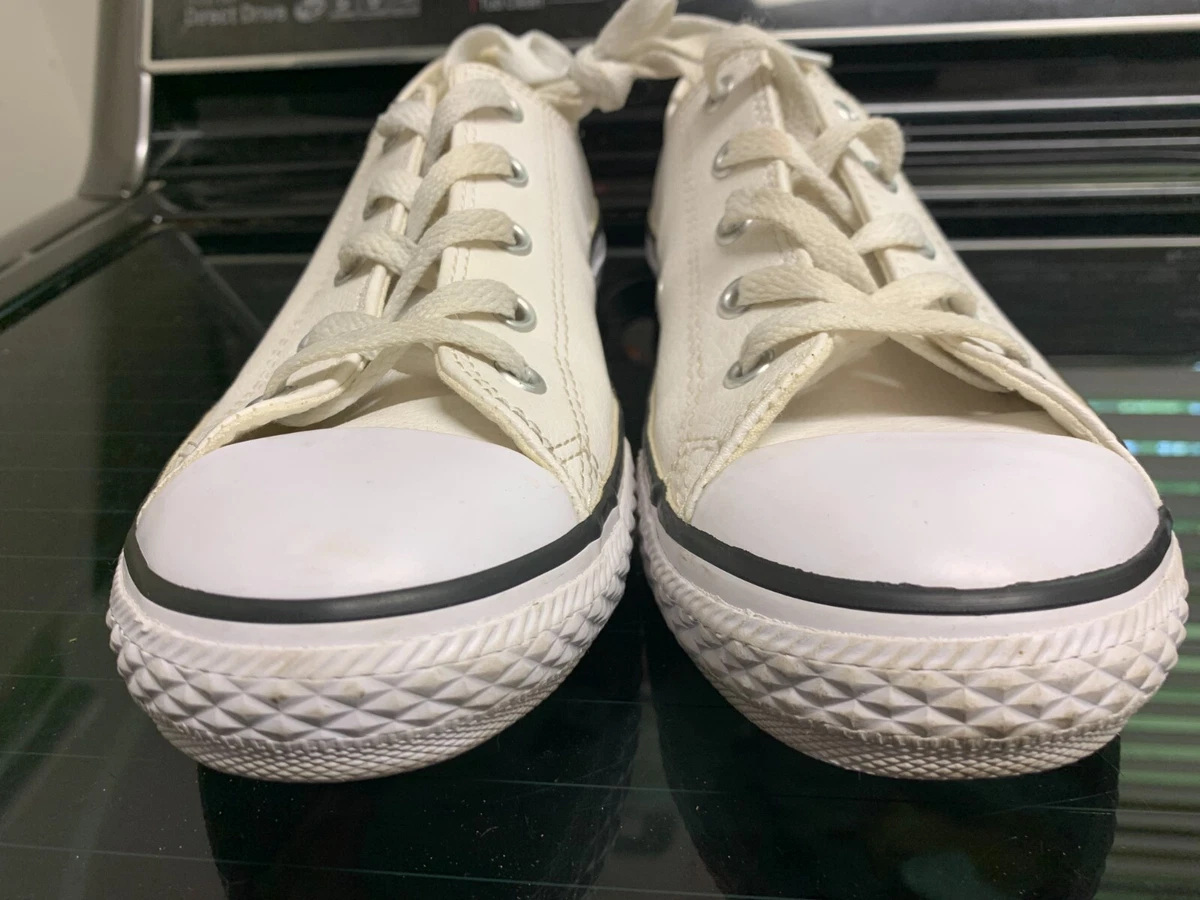 White faux 2025 leather converse