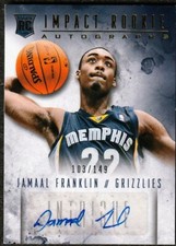 2013/14 PANINI INTRIGUE IMPACT ROOKIE AUTO #10 JAMAAL FRANKLIN GRIZZLIES 010/149