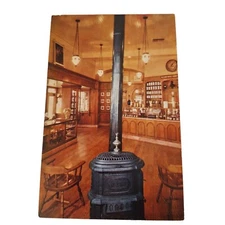 Postcard Disneyland Upjohn Drugstore Pot-Bellied Stove Chandeliers Chrome