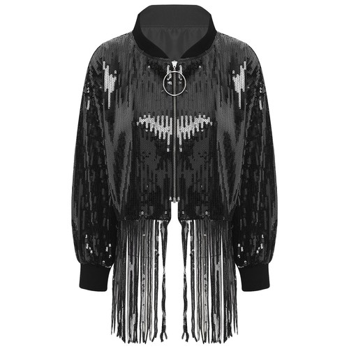 Womens Coats Party Tops Disco Jacket Tassels Outerwear Streetwear Costume Stage - Picture 8 of 68