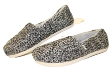 TOMS Alpargata Black Melange Sweater Knit Flats NEW Womens Size 6 Furry Shoes