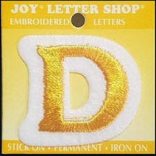 JOY LETTER SHOP Embroidered Iron On / Stick-On GOLD LETTER Applique - 'D'