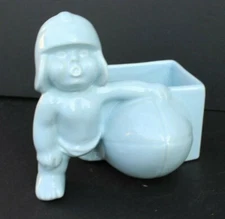 Vtg MCM CALIFORNIA CA Pottery Blue Haeger Baby Boy Playing Football Player Vase