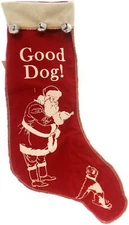 Good Dog Primitives by Kathy Retro Vintage Style Red Felt Stocking 18 inch