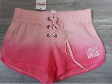 NWT Justice Girls Hombre Logo Lace Up Elastic Waist Dolphin Shorts Size 6 7
