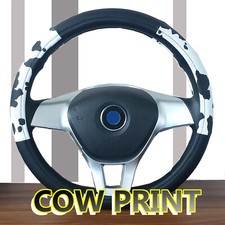 Cow Print Car Truck Leather Steering Wheel Cover Non Slip Accessories Girl Women