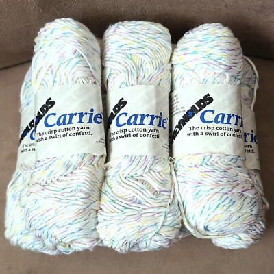 6 Skeins of Carrie by Reynolds  (88% Cotton/12% Acrylic)  White Pastel Confetti